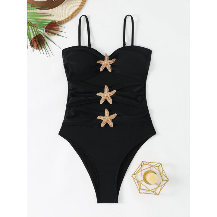 Damen Figurbetonter Bustier-Badeanzug mit Schmuckdetails Echo Archiv