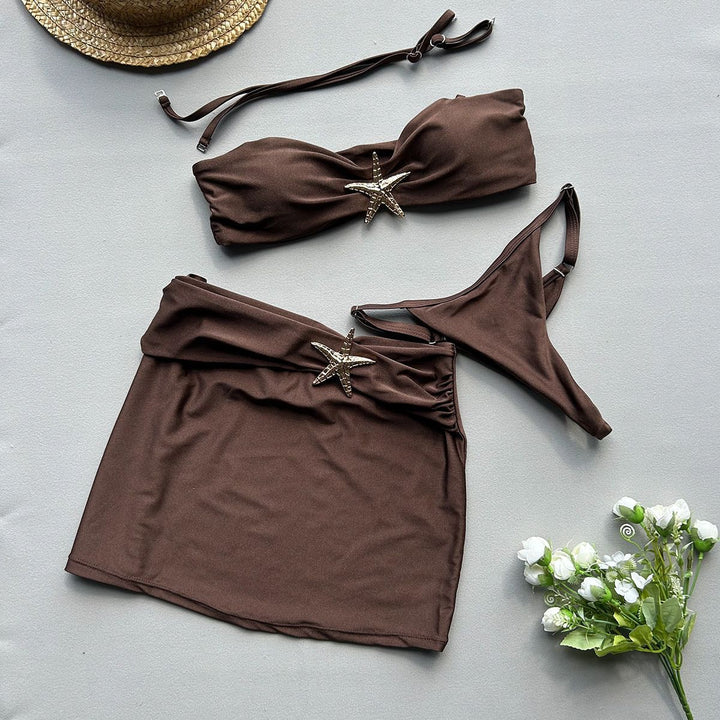 Damen Bikini-Set mit Röckchen und schimmerndem Muschel-Detail Echo Archiv