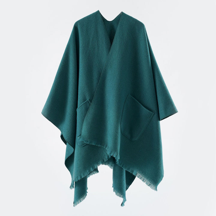 Damen Oversize-Capeponcho aus Wollmix mit Kapuze und Eingrifftaschen – Montévia