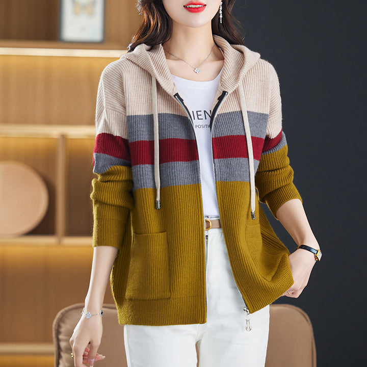 Damen Sportliche Kapuzenjacke mit Streifen Echo Archiv