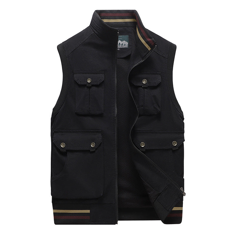 Herren Multifunktionale Outdoor-Weste mit vier Pattentaschen, Stehkragen und Mesh‑Futter – Marzano