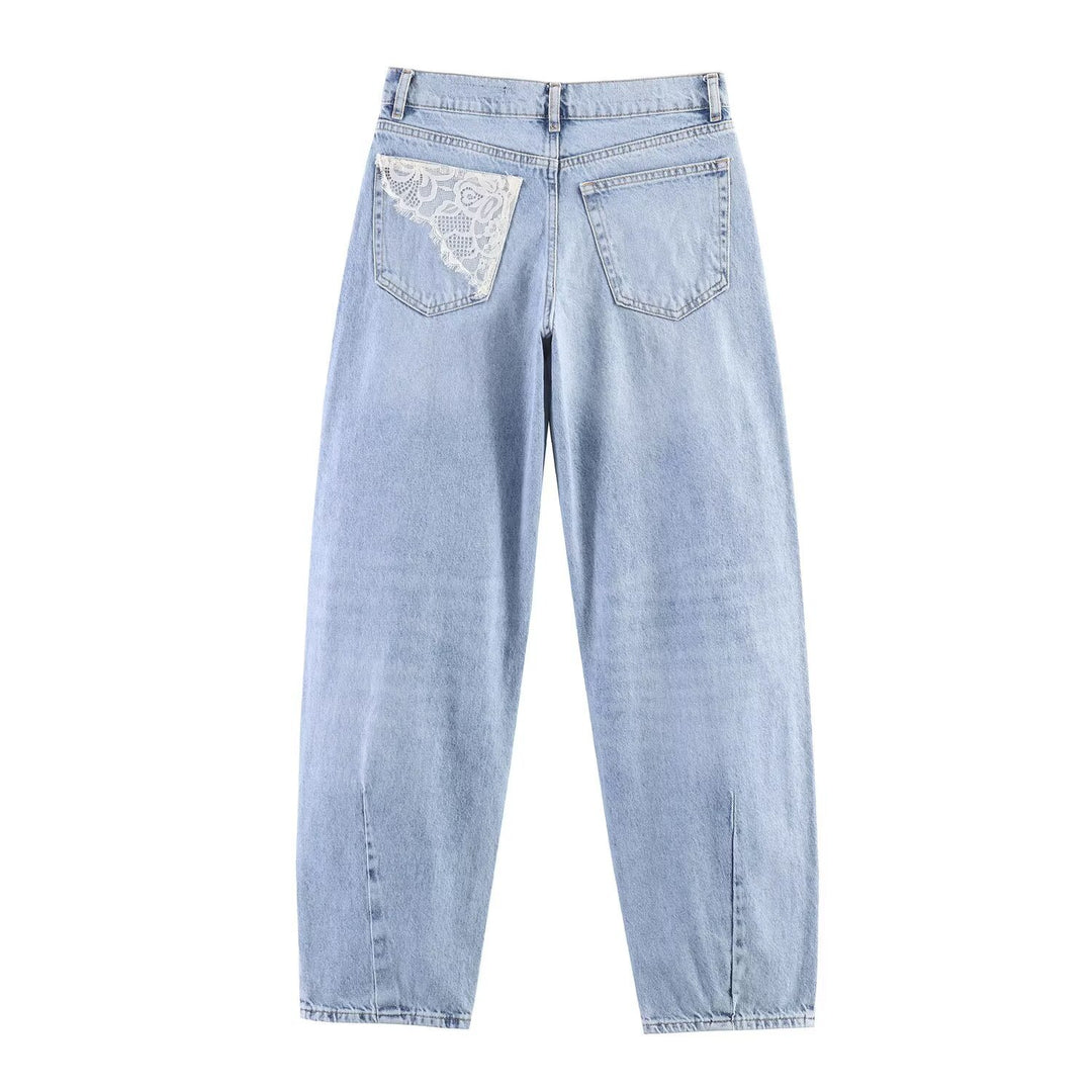 Damen Jeans-Set mit Cropped-Jeansjacke und lässiger High-Waist-Jeans Echoarchiv
