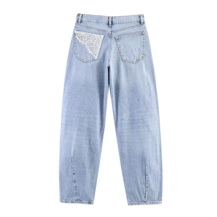 Damen Jeans-Set mit Cropped-Jeansjacke und lässiger High-Waist-Jeans Echoarchiv