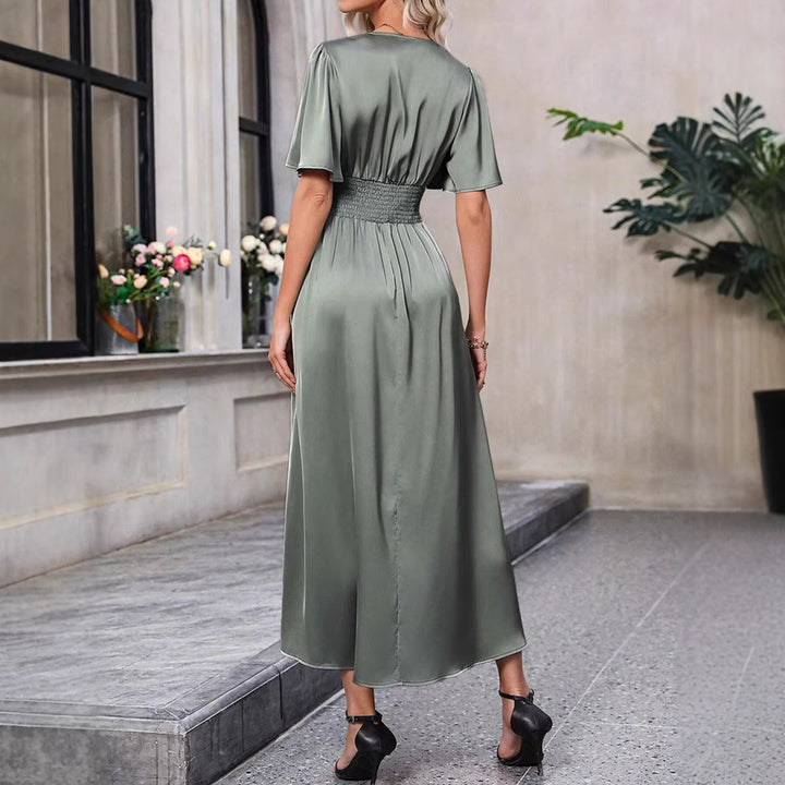 Damen Maxikleid mit elegantem V-Ausschnitt und fließenden Ärmeln Echo Archiv