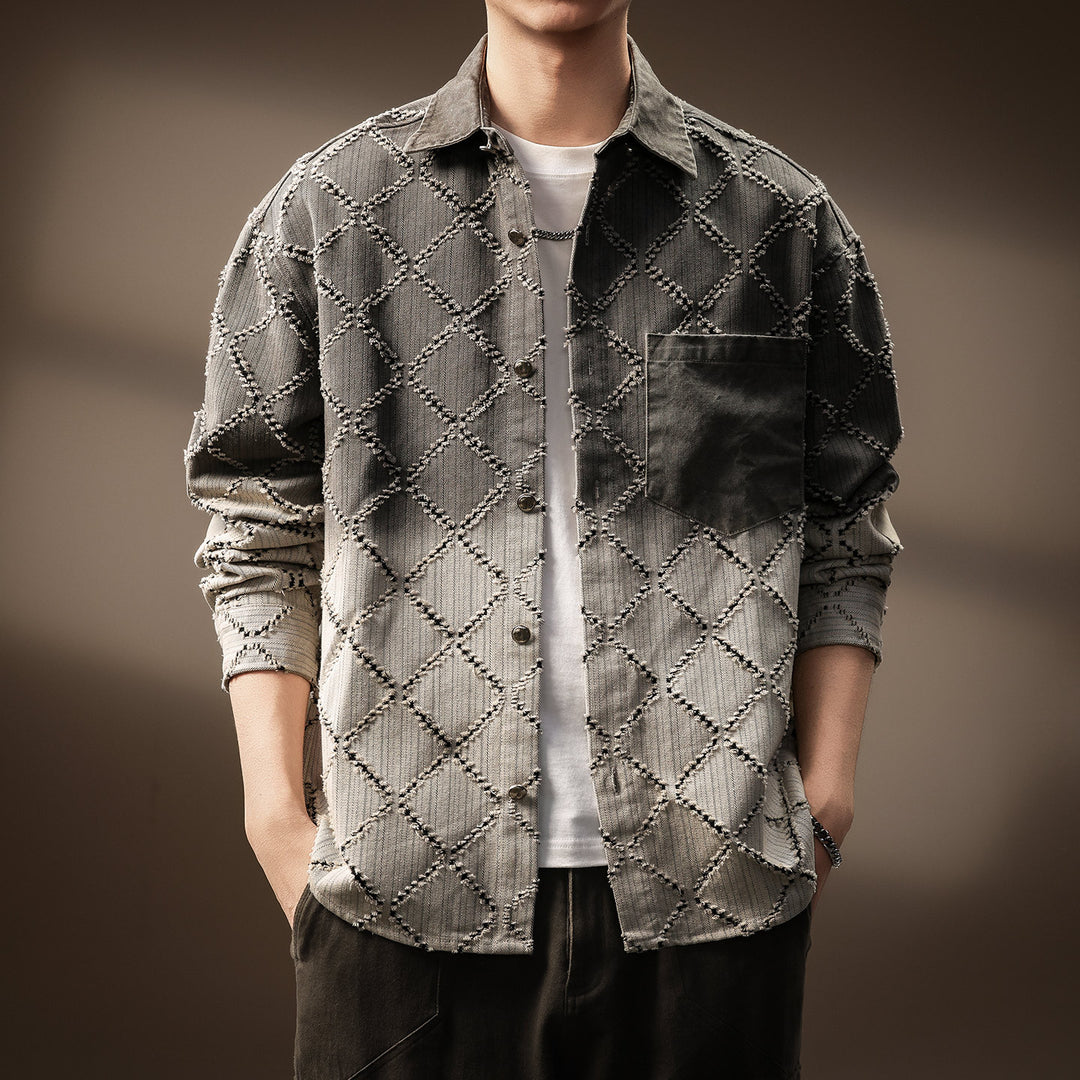 Herren Modische Hemdjacke mit gestepptem Design Echo Archiv