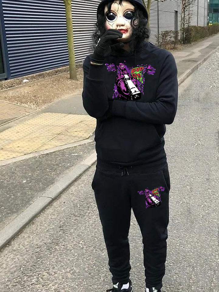 Herren Urbaner Kapuzenpullover mit grafischem Design und Jogginghose Echoarchiv