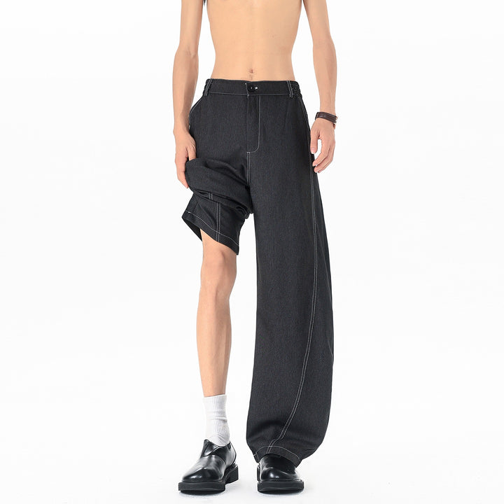 Herren Asymmetrische Zweilagen-Jeanshose mit einer Shorts- und einer Wide‑Leg‑Seite Echoarchiv
