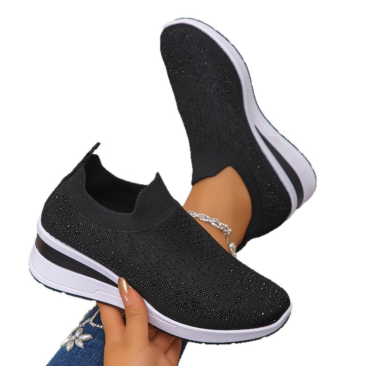Damen Strick‑Slip‑On‑Sneaker mit verstecktem Keil und Glitzerapplikation Echo Archiv