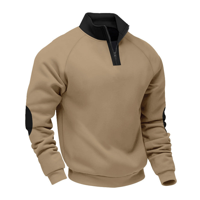 Herren Kapuzenpullover mit halbem Reißverschluss und stylischen Kontrasten Echoarchiv