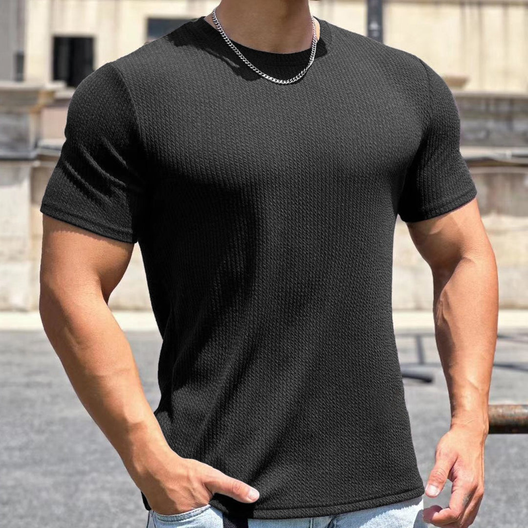 Herren strukturiertes T-Shirt in schlanker Passform mit Rundhalsausschnitt – Marzano