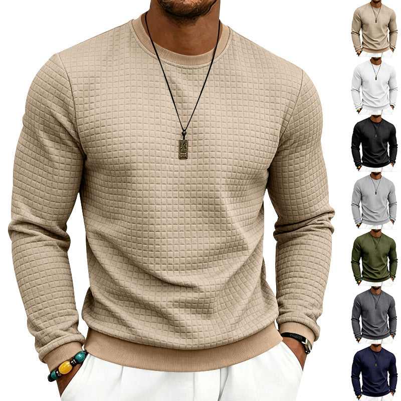 Herren Strukturiertes Rundhals-Sweatshirt mit Waffelstruktur und Rippbündchen Echoarchiv
