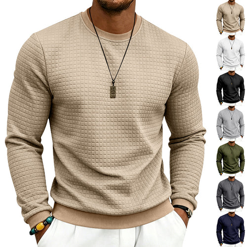 Herren Strukturiertes Rundhals-Sweatshirt mit Waffelstruktur und Rippbündchen Echoarchiv