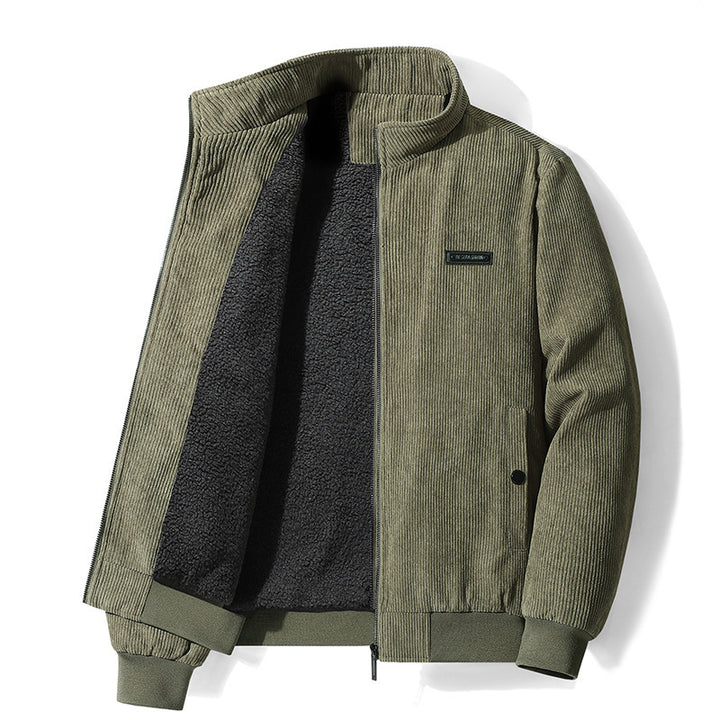Herren nan gefütterte Cord-Blousonjacke mit Teddyfleece-Innenfutter, Stehkragen und elastischen Bündchen Echo Archiv