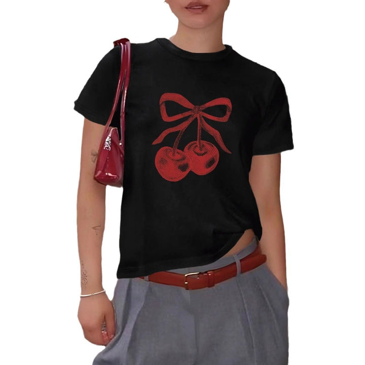 Damen T-Shirt mit fröhlichen Kirschmotiven und hochwertigem Baumwollmaterial Echo Archiv