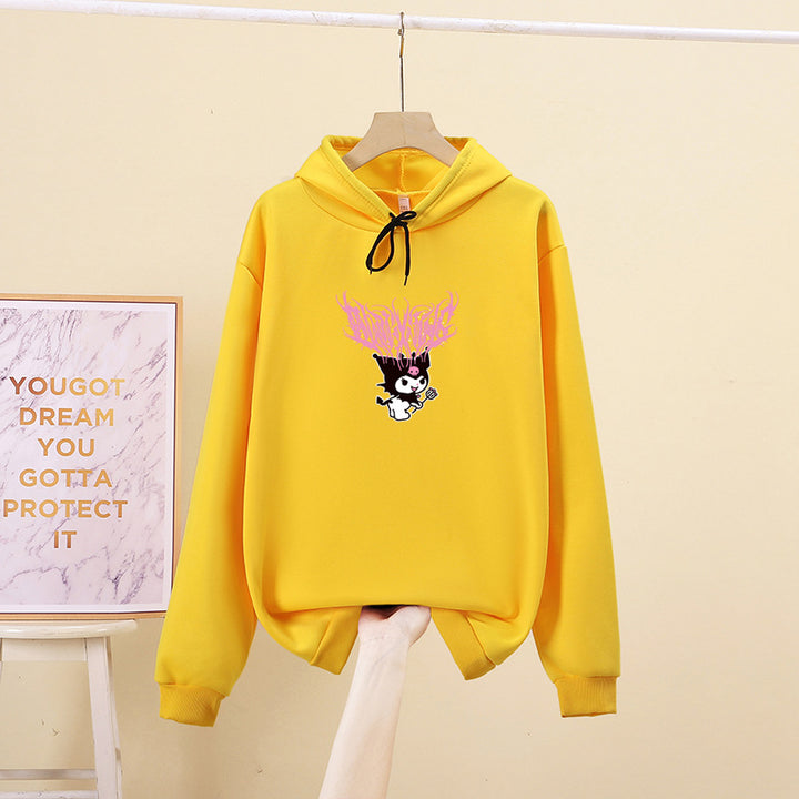 Damen Kapuzenpullover mit Gothic‑Kawaii Print, Oversize‑Schnitt und weichem Fleeceinnenfutter – Auréline