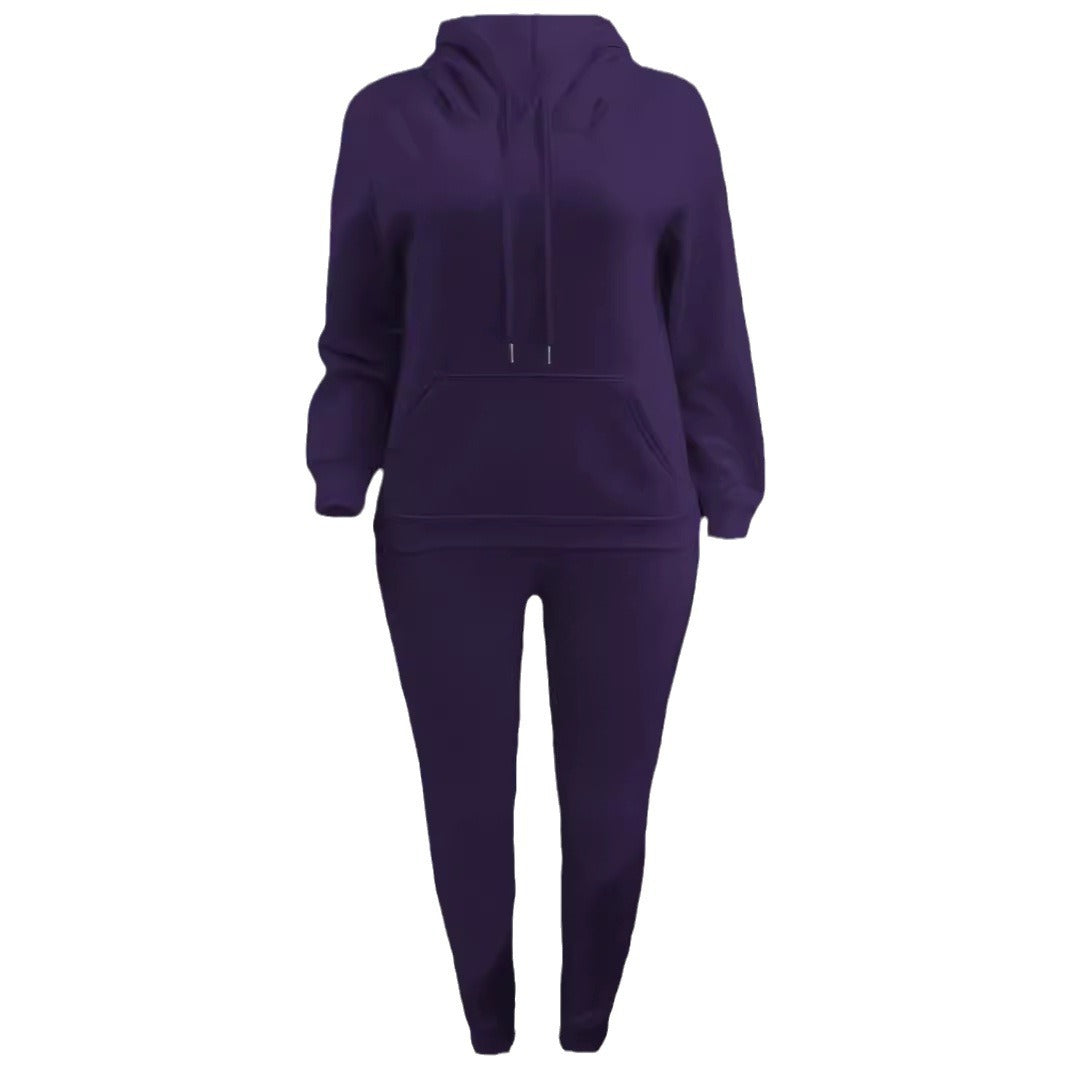 Damen nan kuscheliges Hoodie‑und Jogginghose Set mit hohem Kragen, Kängurutasche und tailliertem Bund Echo Archiv