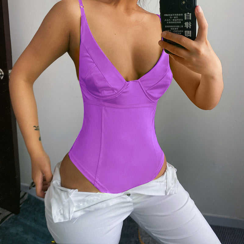 Damen Satin-Bustier-Top mit tiefem V-Ausschnitt und eleganter Passform Echo Archiv