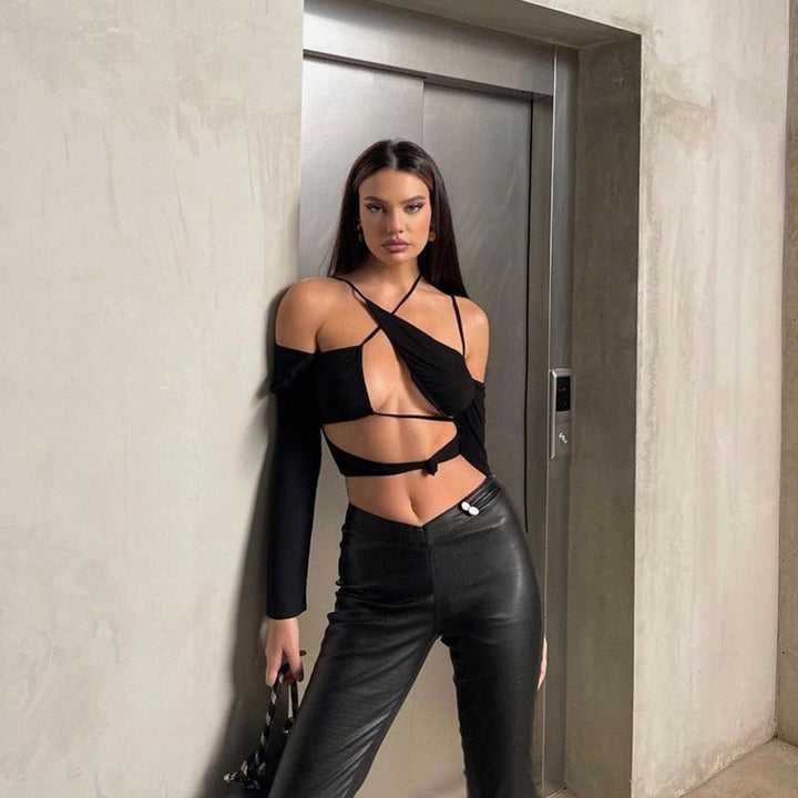 Damen figurbetontes Cut-Out Oberteil mit asymmetrischem Design Echo Archiv