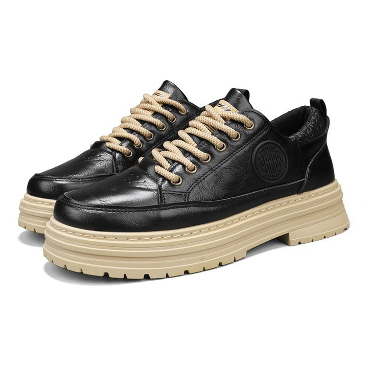 Herren robuste Plateau-Leder-Sneaker mit gepolstertem Fersenkragen, Zuglasche und griffiger Profilsohle – Norré