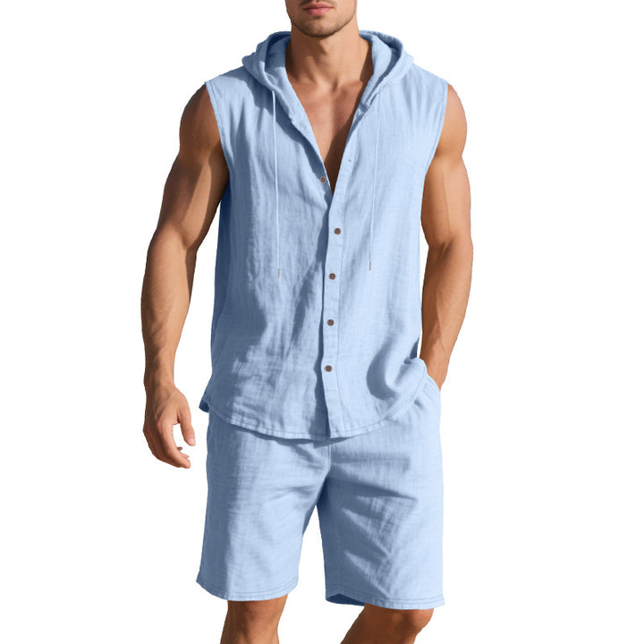 Herren lässiger Kurzarm-Hoodie und Shorts Set Echoarchiv