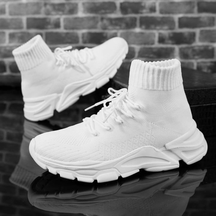 Damen Strick‑Sockensneaker mit hohem Schaft, gepolsterter Plateau‑Laufsohle und elastischem Schnürsystem Echoarchiv