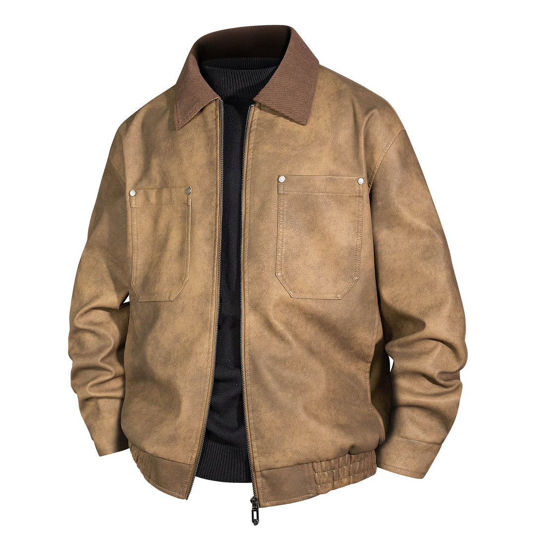 Herren Kurzjacke aus Veloursleder-Imitat mit geripptem Kragen und aufgesetzten Brusttaschen Echo Archiv