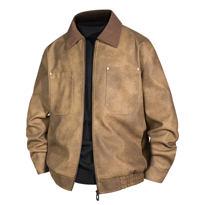 Herren Kurzjacke aus Veloursleder-Imitat mit geripptem Kragen und aufgesetzten Brusttaschen Echo Archiv