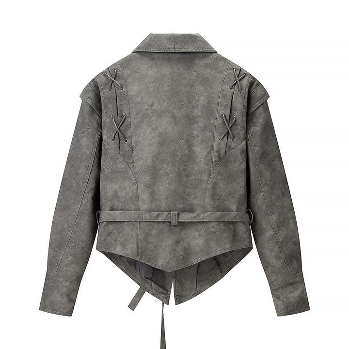 Damen Kurzjacke aus Veloursoptik mit Wickelgürtel und Schnürdetail Echo Archiv