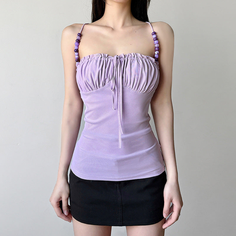 Damen lässiges Top mit raffiniertem Rüschendesign und dekorativen Trägerdetails Echo Archiv
