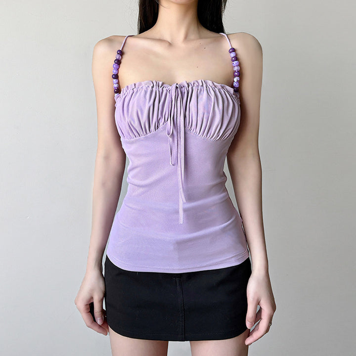 Damen lässiges Top mit raffiniertem Rüschendesign und dekorativen Trägerdetails Echo Archiv