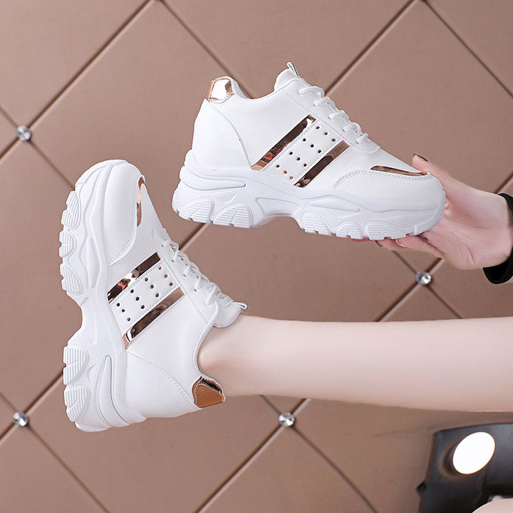 Damen Modische Plateau-Sneaker mit Chunky-Sohle und Metallic-Applikationen – Névara