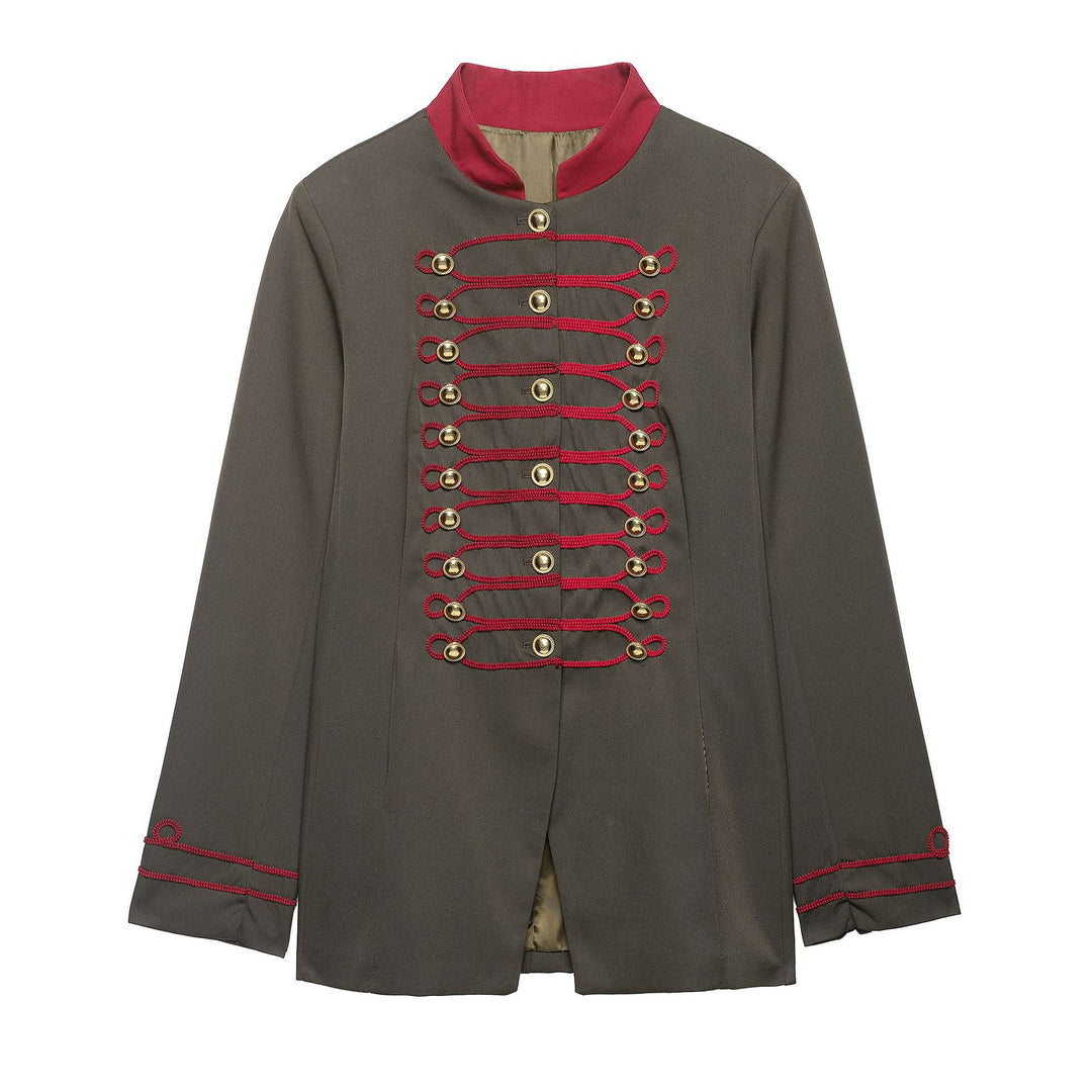 Damen Militärinspirierte Kastenjacke mit dekorativen Froschverschlüssen und Stehkragen Echo Archiv