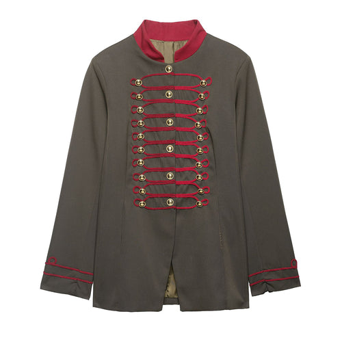 Damen Militärinspirierte Kastenjacke mit dekorativen Froschverschlüssen und Stehkragen Echo Archiv