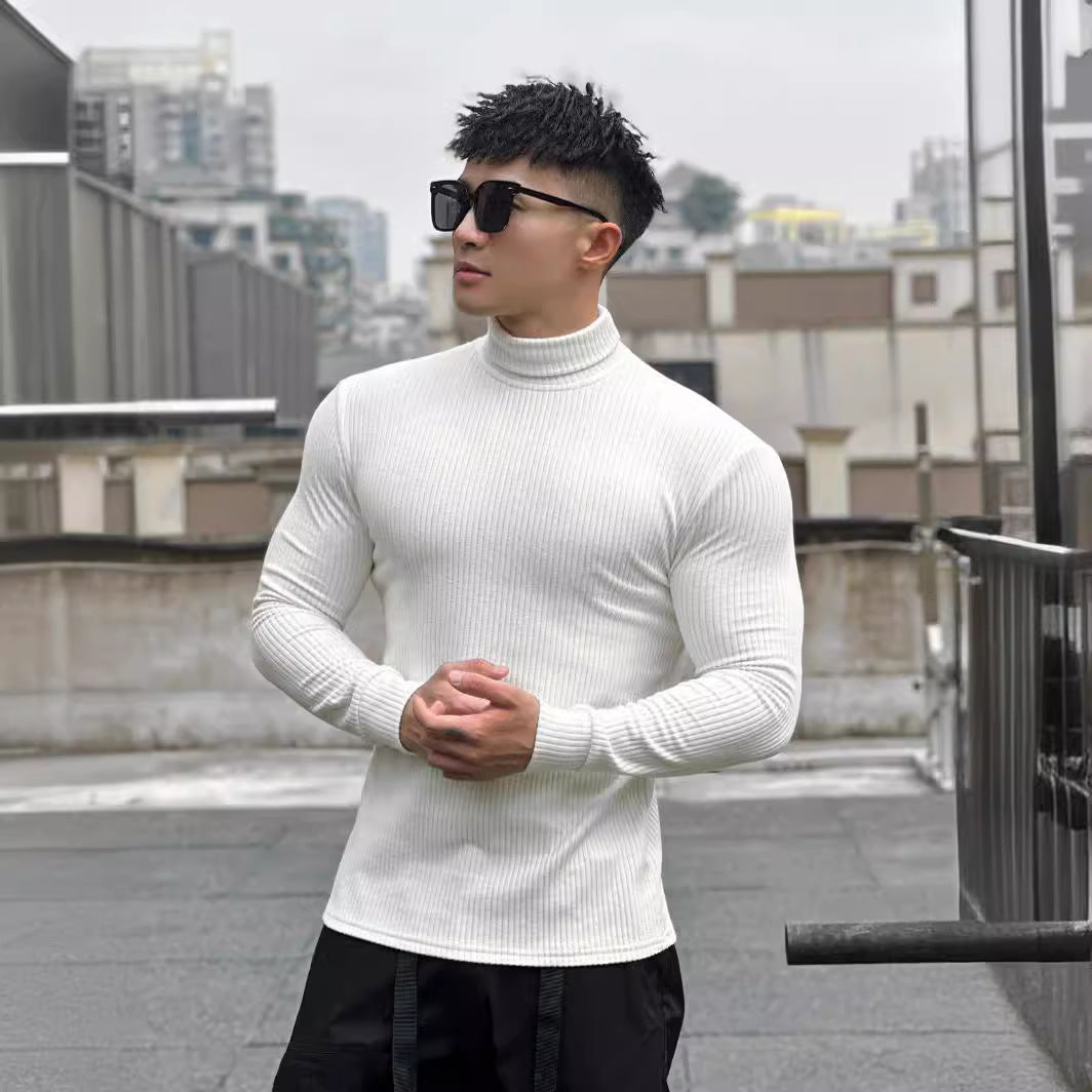 Herren elegantes Langarmshirt mit modischer Rippstruktur Echoarchiv