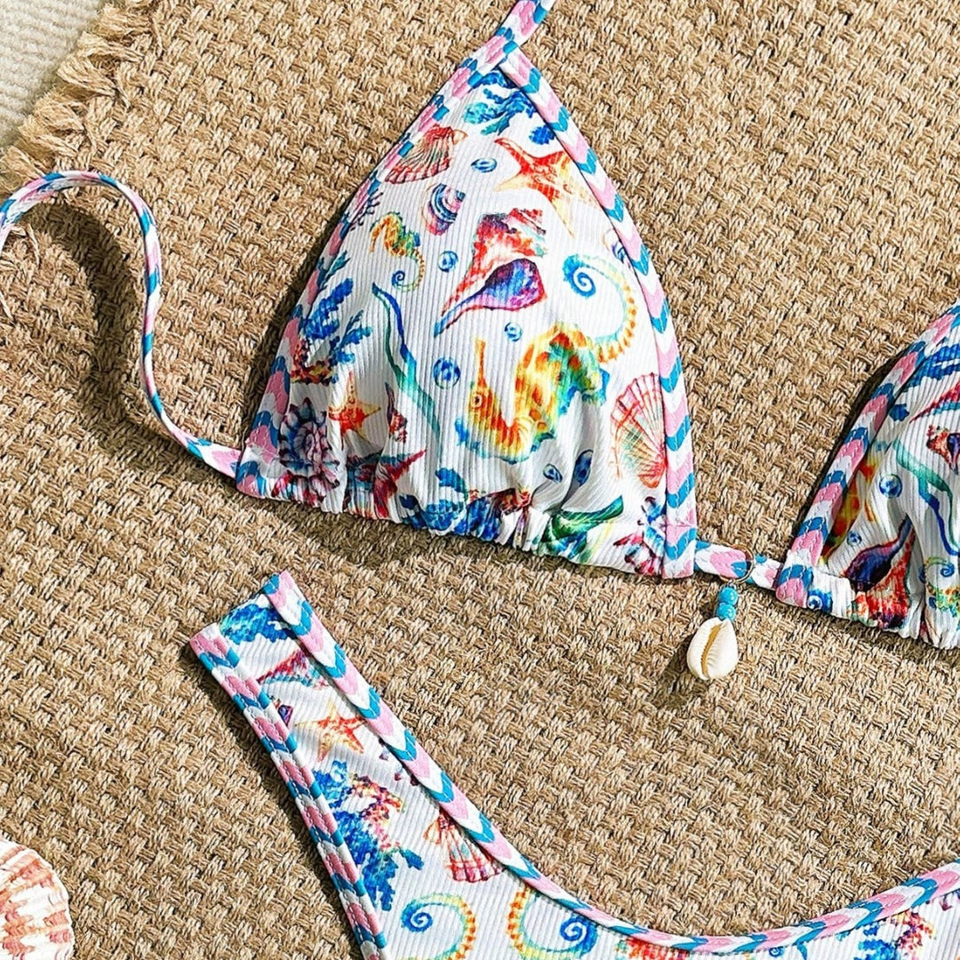 Damen Triangel-Bikini mit maritimem Muster und stylischen Details Echo Archiv