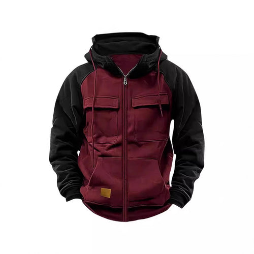 Herren nan Utility-Kapuzenjacke mit Materialmix, Brusttaschen und Reißverschluss Echo Archiv