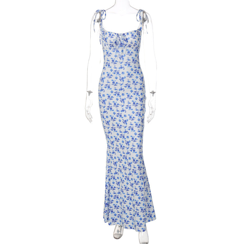 Damen Bodenlanges Kleid mit floralem Muster und verstellbaren Trägern Echo Archiv