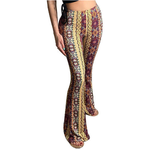 Damen nan ausgestellte Floral-Print Schlaghose mit hoher Taille Echo Archiv