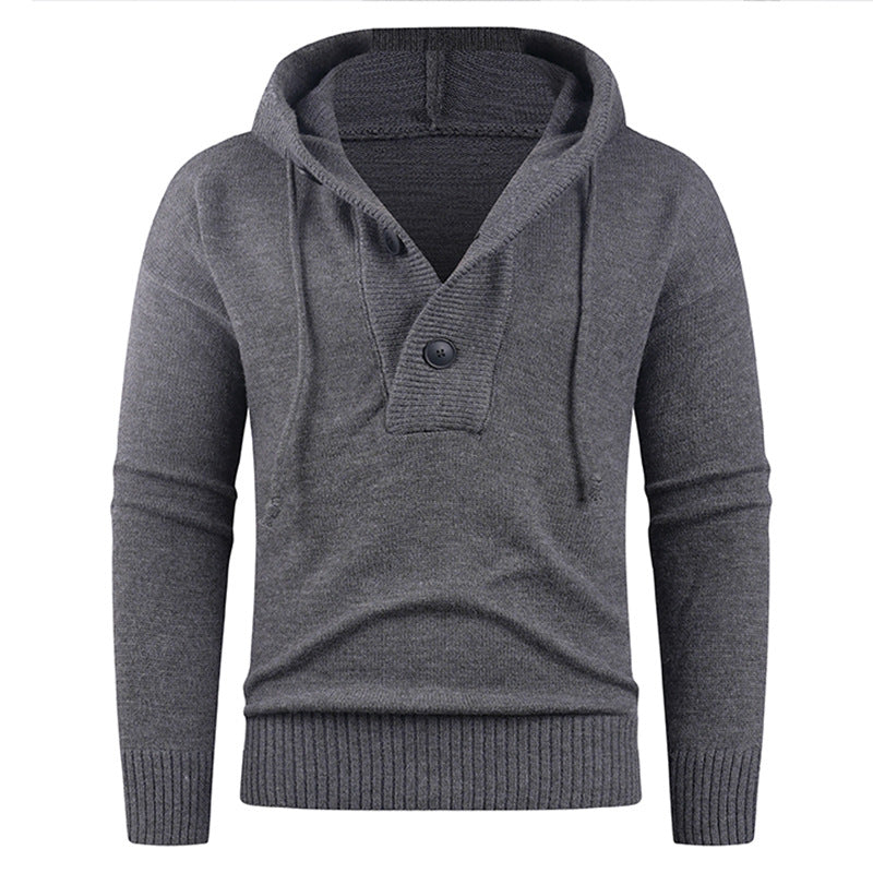 Herren modischer Pullover mit hohem Kragen und funktionalen Knöpfen Echoarchiv