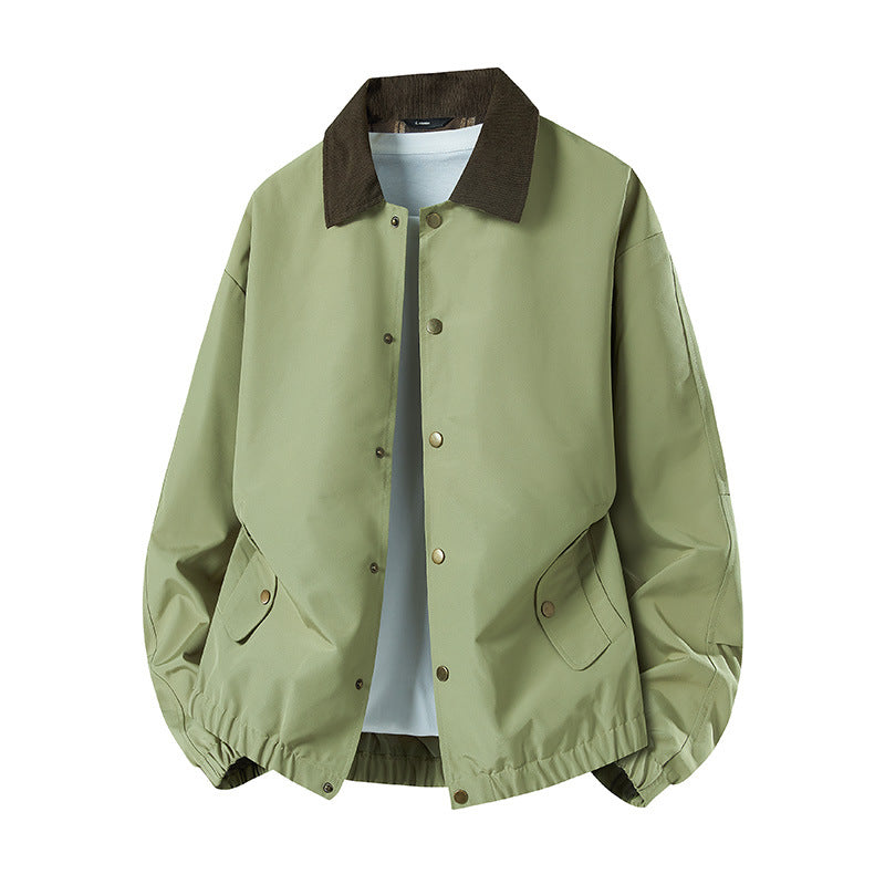 Herren Kurz geschnittene Coachjacke mit Cordkragen, verdeckter Druckknopfleiste & elastischem Saum Echoarchiv