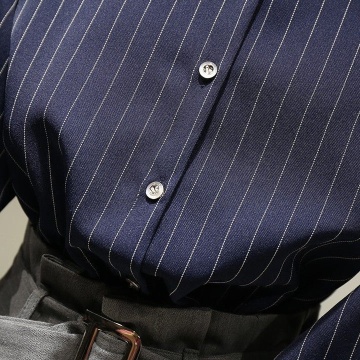 Damen Modische Bluse mit weitem Ärmel und Streifen Echo Archiv