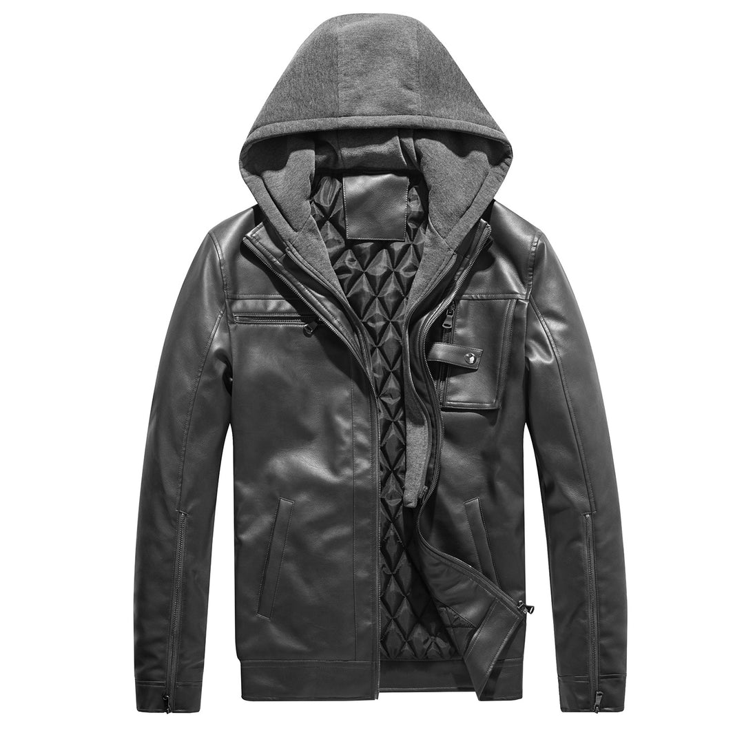 Herren Lederjacke mit herausnehmbarem Kapuzenfutter Echoarchiv