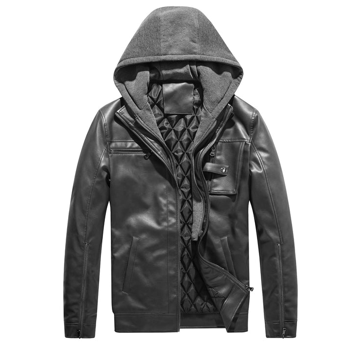 Herren Lederjacke mit herausnehmbarem Kapuzenfutter Echoarchiv