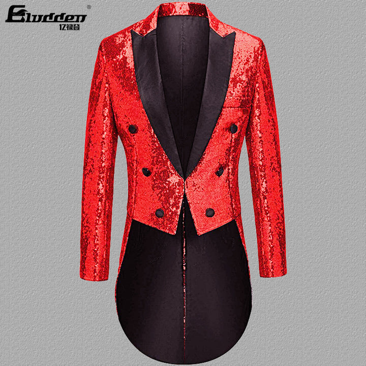 Herren Pailletten Blazer mit doppelter Knopfleiste und elegantem Revers Echoarchiv
