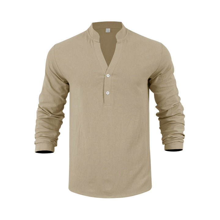 Herren Langarm-T-Shirt mit modischer Knopfleiste Echoarchiv