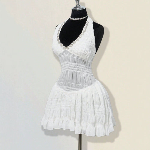 Damen Sommerliches Kleid im romantischen Vintage-Stil mit raffinierten Falten Echo Archiv