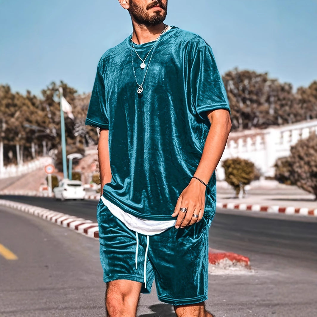 Herren Lässiges Velours Freizeit-Set mit stylischem Schnitt Echoarchiv