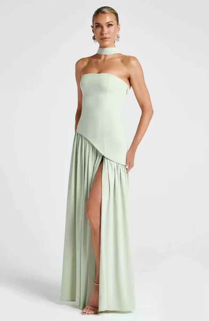 Damen Maxikleid mit figurbetontem Oberteil und schwingendem Rock Echoarchiv