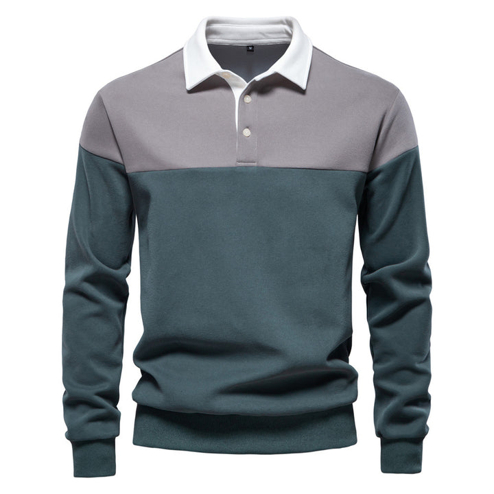 Herren Langarm Poloshirt mit modernen Farbapplikationen und hochwertigem Stoff Echoarchiv