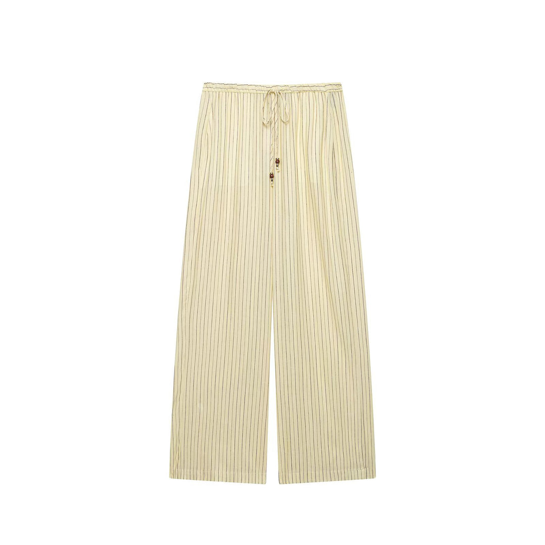 Damen Zweiteiliges gestreiftes Set aus Bluse mit Stehkragen und weiter Palazzohose Echo Archiv